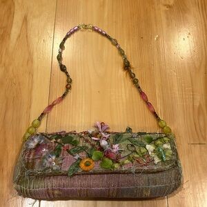 Mary Frances retired butterfly floral appliqué bag